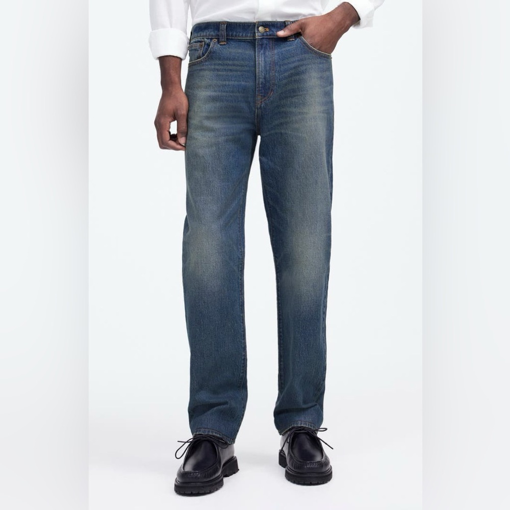 NWOT Madewell Men's Straight Jeans in Classic Blue. 99% Cotton. Sz 32